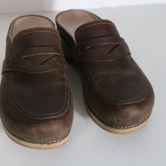 Dansko Brown Leather Mules - Picture 3 of 8